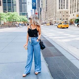 Wide Leg Chambray Pants